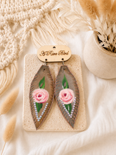 Load image into Gallery viewer, Painted Petals Rhinestone Leather Earrings
