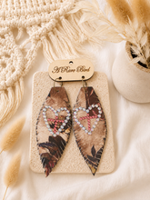 Load image into Gallery viewer, Heart of the Wild Rhinestone Leather Earrings
