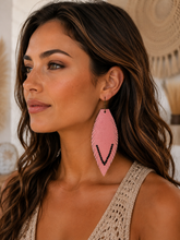 Load image into Gallery viewer, Blush Outlaw Rhinestone Leather Earrings
