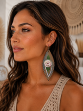 Load image into Gallery viewer, Painted Petals Rhinestone Leather Earrings
