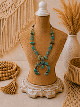 Load image into Gallery viewer, Squash Blossom Boho Turquoise Necklace
