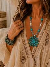Load image into Gallery viewer, Sunburst Sparkle Turquoise Necklace
