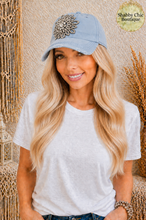 Load image into Gallery viewer, Denim Daisy Rhinestone Bling Hat
