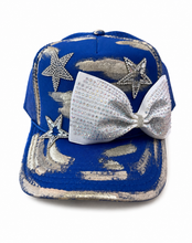 Load image into Gallery viewer, Royal Blue Stars &amp; Sparkle Patriotic Rhinestone Bling Hat
