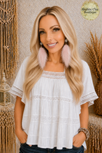 Load image into Gallery viewer, Blush Sparkle Feather Earrings
