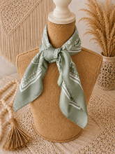 Load image into Gallery viewer, 26" Sage Green Paisley Print Scarf
