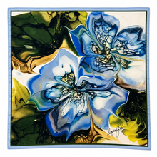 Load image into Gallery viewer, 35" Blue Watercolor Floral Print Scarf
