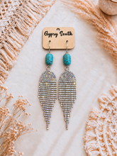 Load image into Gallery viewer, Turquoise Stardust Rhinestone Earrings

