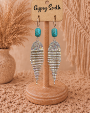 Load image into Gallery viewer, Turquoise Stardust Rhinestone Earrings
