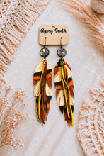 Load image into Gallery viewer, Ember Wild Feather Statement Earrings
