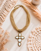 Load image into Gallery viewer, Golden Halo Opalescent Cross Necklace
