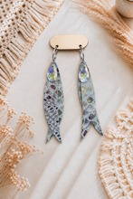 Load image into Gallery viewer, Moonlit Mermaid Feather Statement Earrings
