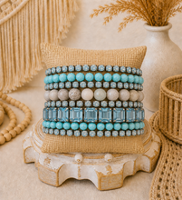 Load image into Gallery viewer, Aqua Stardust Sparkle Bracelet Stack
