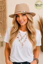 Load image into Gallery viewer, Natalie Hat in Blush with Multi Stripe Band
