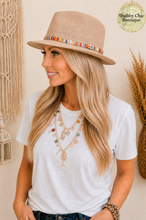 Load image into Gallery viewer, Natalie Hat in Blush with Multi Stripe Band
