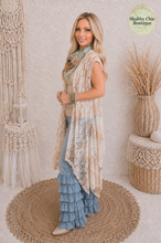 Load image into Gallery viewer, Morning Dove Crochet &amp; Lace Duster Vest
