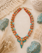 Load image into Gallery viewer, Spirit of the Range Turquoise &amp; Orange Jasper Statement Necklace

