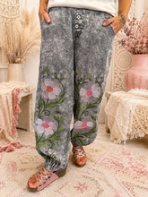 Load image into Gallery viewer, Blooming Beauty Embroidered Mineral Wash Pants
