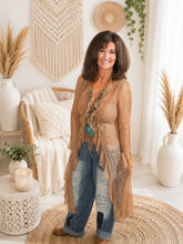 Load image into Gallery viewer, Mocha Moonlight Sheer Lace Ruffle Duster
