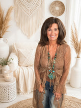 Load image into Gallery viewer, Mocha Moonlight Sheer Lace Ruffle Duster
