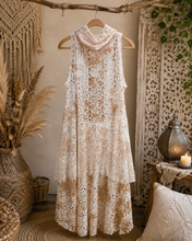 Load image into Gallery viewer, Morning Dove Crochet &amp; Lace Duster Vest
