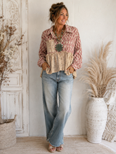 Load image into Gallery viewer, Vintage Patchwork Peplum Shirt
