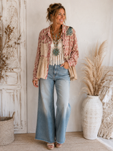 Load image into Gallery viewer, Vintage Patchwork Peplum Shirt
