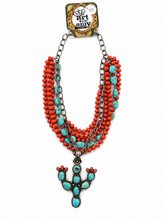 Load image into Gallery viewer, Coral Canyon Turquoise Cactus Statement Necklace
