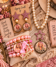 Load image into Gallery viewer, Dolly Pink Star Statement Earrings
