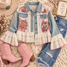 Load image into Gallery viewer, Wildflower Romance Lace Denim Jacket
