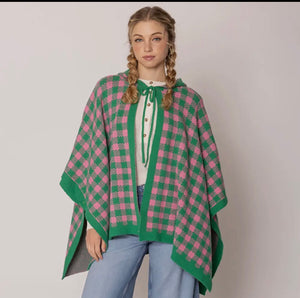 Checkered Knitted Cape