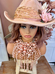 Head Turner Statement Mix Pearl Layer Necklace Set: Pink