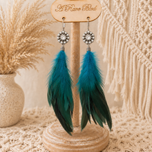Load image into Gallery viewer, Turquoise Trail Feather Earrings
