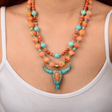 Load image into Gallery viewer, Spirit of the Range Turquoise &amp; Orange Jasper Statement Necklace
