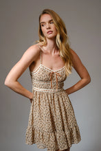 Load image into Gallery viewer, Leopard Lace Trim Cami Mini Dress

