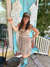 Load image into Gallery viewer, Leopard Lace Trim Cami Mini Dress
