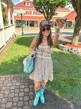 Load image into Gallery viewer, Leopard Lace Trim Cami Mini Dress
